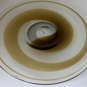 Yellow and Clear Hand Blown Crystal Plate  - 11 “ Diameter